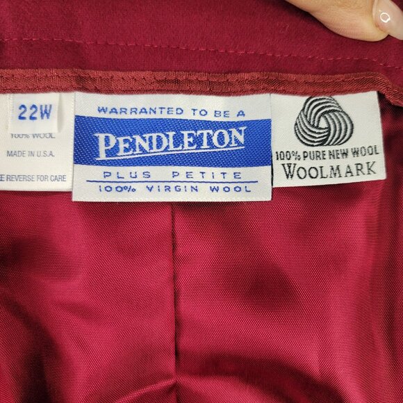 Vintage 90s Pendleton Plus Petite Wool Skirt 22W Wine Red Straight USA Deadstock - Picture 2 of 8
